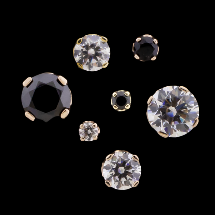 Zarela – 14kt Gold Flat Back Prong-Set Zirconia - Khrysos Jewelry