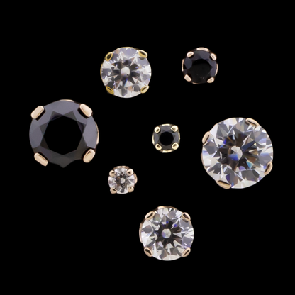 Zarela – 14kt Gold Flat Back Prong-Set Zirconia - Khrysos Jewelry