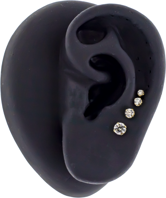 Zarela – 14kt Gold Flat Back Prong-Set Zirconia - Khrysos Jewelry