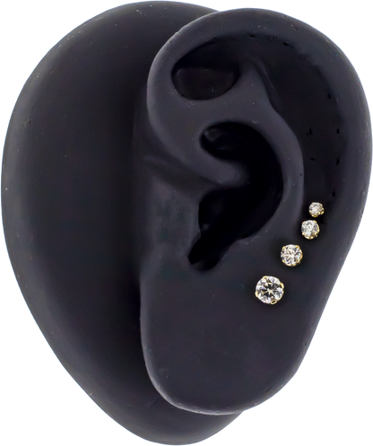 Zarela – 14kt Gold Flat Back Prong-Set Zirconia - Khrysos Jewelry